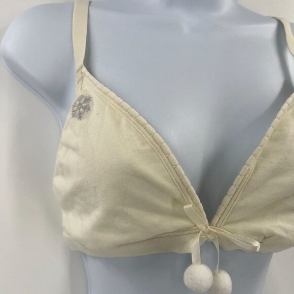 PINK Victoria's Secret XL Powder Puff Bralette Snowflake Pom Pom Triangle - Picture 3 of 13